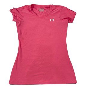 Under Armor Women's Fitted T-shirt Size Medium Pink Heat Gear